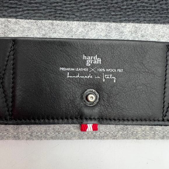 Hard Graft Card Fold Wallet Gray Leather Felt - Picture 3 of 4